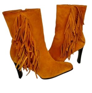 Predictions Shaft Fringe Leather Boots